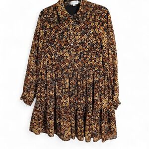 Rare Y2K Molly Bracken French Boutique Retro Floral Babydoll Dress Oversized L